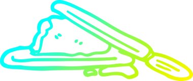 Bir insanın çizdiği tereyağı ve bıçağın soğuk gradyan çizgisi.