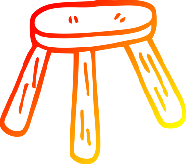 Bir insan tarafından çizilmiş ahşap bir tabureye ait sıcak bir çizgi.