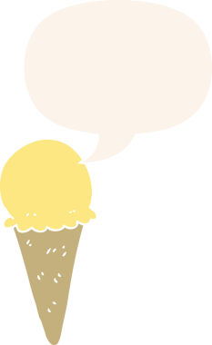 bir insan tarafından çizilmiş, konuşma baloncuklu çizgi film dondurması.