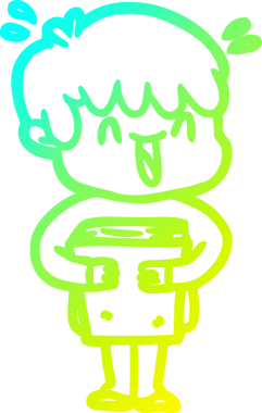 Bir insan tarafından çizilmiş gülen bir çizgi film karakteri çizimi.