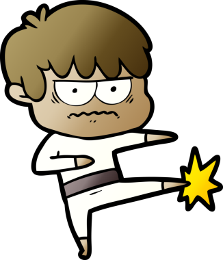 Bir insan tarafından çizilmiş sinirli çizgi film çocuğu.