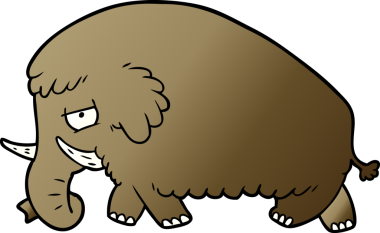 Bir insan tarafından çizilmiş mamut çizgi filmi.