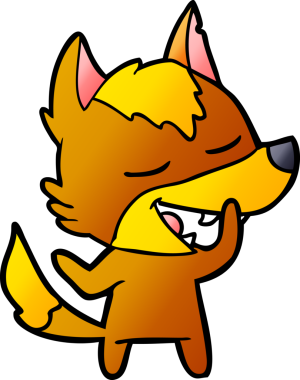 Bir insan tarafından çizilmiş tilki çizgi film karakteri