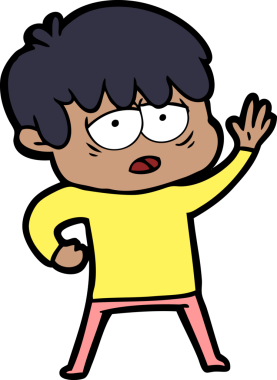 Bir insan tarafından çizilmiş bitkin çocuk çizgi filmi.