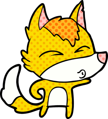 Bir insan tarafından çizilmiş tilki çizgi film karakteri