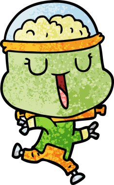 Bir insan tarafından çizilmiş mutlu çizgi film robotu