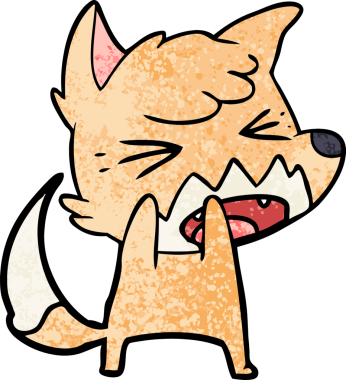 Bir insan tarafından çizilmiş kızgın çizgi film tilkisi.