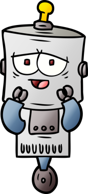 Bir insan tarafından çizilmiş çizgi film robotu