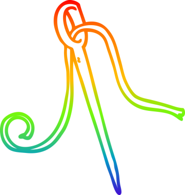 Bir insan tarafından çizilmiş karikatür iğnesinin ve ipliğin çizimi.