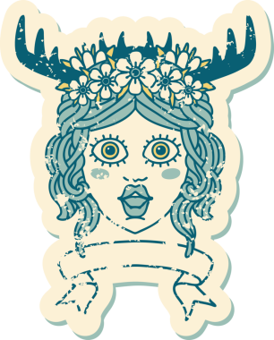 Retro Dövme Tarzı İnsan Druid karakteri Bir insan tarafından çizilmiş pankartıyla