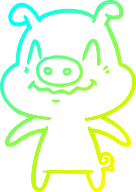 Bir insan tarafından çizilmiş bir domuz çizgi filminin soğuk gradyanı.