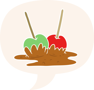 bir insan tarafından çizilmiş eski moda konuşma baloncuklu karikatür elmaları.