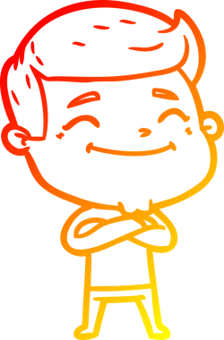 Bir insan tarafından çizilmiş mutlu bir çizgi film karakteri çizimi.