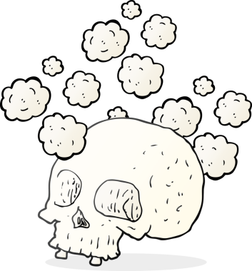 Bir insan tarafından çizilmiş eski bir kafatası.