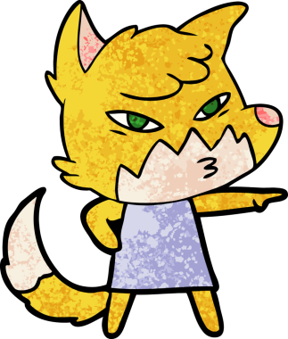 Bir insan tarafından çizilmiş akıllı çizgi film tilkisi.