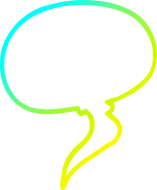 Bir insan tarafından çizilmiş bir çizgi film konuşma baloncuğunun soğuk gradyan çizimi