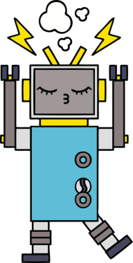 Bir insan tarafından çizilmiş arızalı bir robot çizimi.