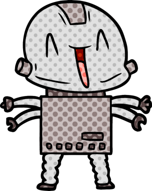 Bir insan tarafından çizilmiş çizgi film robotu