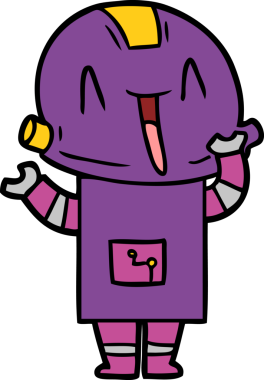 Bir insan tarafından çizilmiş çizgi film robotu