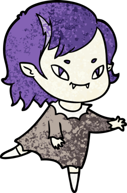 Bir insan tarafından çizilmiş çizgi film dostu vampir kız.