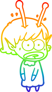 gökkuşağı gradyan çizimi bir çizgi film şok uzaylı kız bir insan tarafından çizildi