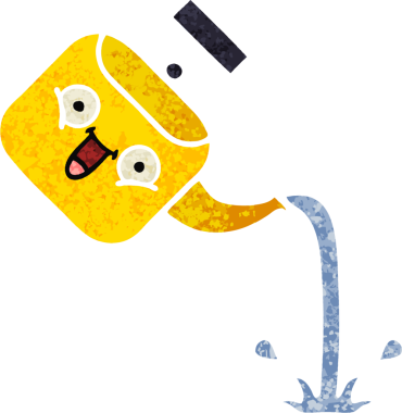 Bir insan tarafından çizilmiş bir çaydanlığın retro çizim tarzı karikatürü