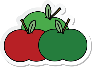 Bir insan tarafından çizilmiş tatlı, sulu bir elmanın çıkartması.