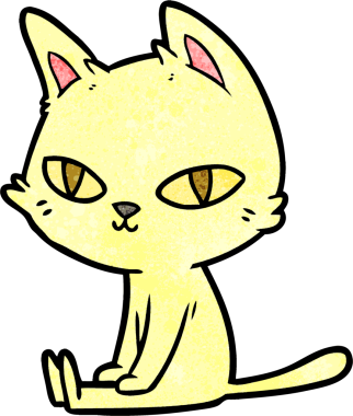 Bir insan tarafından çizilmiş çizgi film kedisi.