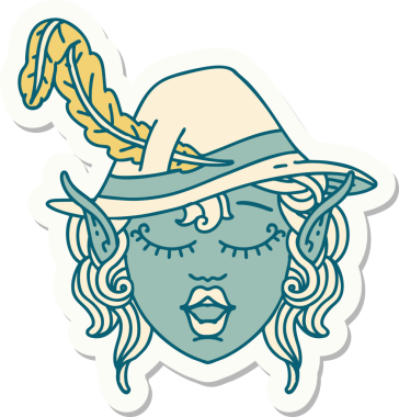 Bir insan tarafından çizilmiş bir elf şair karakteri çıkartması.