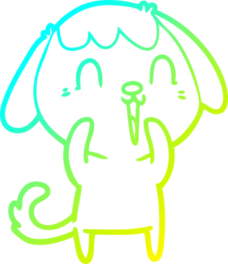 Bir insan tarafından çizilmiş şirin bir çizgi köpeğin soğuk gradyan çizgisi.