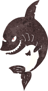 Bir insan tarafından çizilmiş komik bir köpek balığı.