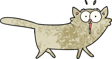 Bir insan tarafından çizilmiş çizgi film kedisi.