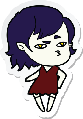 Bir insan tarafından çizilmiş vampir bir kızın çıkartması.