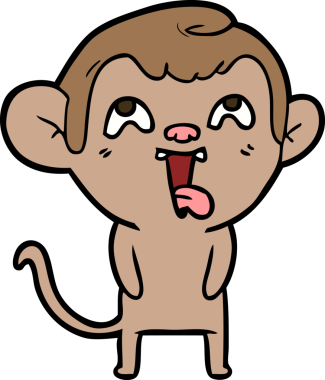 Bir insan tarafından çizilmiş çılgın çizgi film maymunu