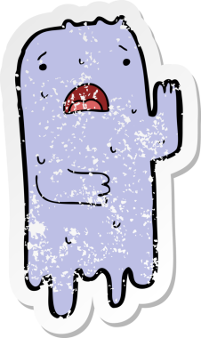 Bir insan tarafından çizilmiş karikatür bir hayaletin sıkıntılı çıkartması.