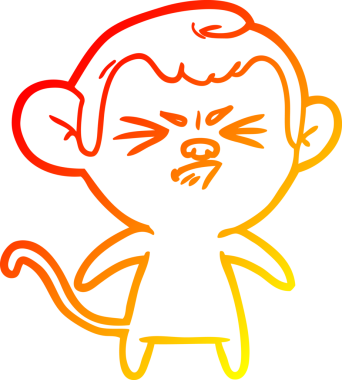 Bir insan tarafından çizilmiş kızgın bir maymunun sıcak çizgi çizimi