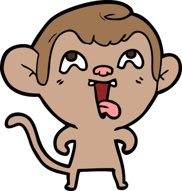 Bir insan tarafından çizilmiş çılgın çizgi film maymunu