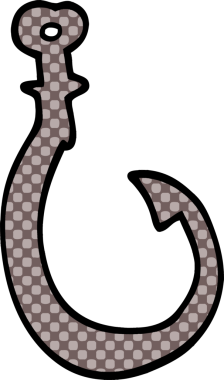 Bir insan tarafından çizilmiş büyük balık kancası.