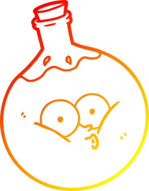 Bir insan tarafından çizilen çizgi film iksirinin sıcak çizgi çizimi