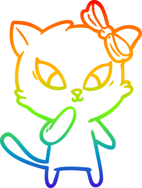 gökkuşağı gradyanı çizimi bir insan tarafından çizilmiş çizgi film kedisi