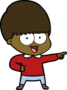 Bir insan tarafından çizilmiş mutlu çizgi film çocuğu.