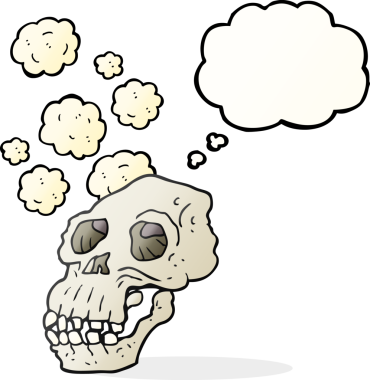 Serbest çizim düşünce balonu karikatürü Bir insan tarafından çizilmiş antik kafatası