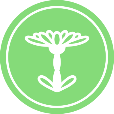 Çiçek açan dairesel simge bir insan tarafından çizilmiş.