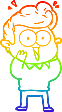 Gökkuşağı gradyanı çizimi bir insan tarafından çizilmiş heyecanlı bir çizgi film