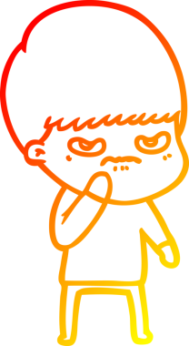 Bir insan tarafından çizilmiş kızgın bir çizgi film çocuğu çizimi.