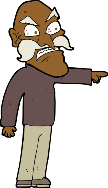 Bir insan tarafından çizilmiş öfkeli yaşlı bir adam.