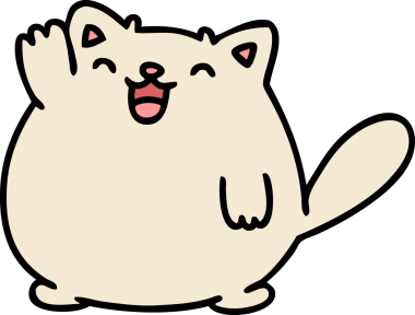 Bir insan tarafından çizilmiş mutlu bir kedi çizimi.