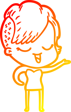 Bir insan tarafından çizilmiş mutlu bir çizgi film kızı çizimi