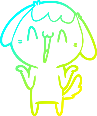 Bir insan tarafından çizilmiş şirin bir çizgi köpeğin soğuk gradyan çizgisi.