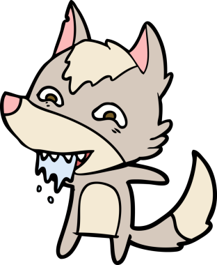 Bir insan tarafından çizilmiş aç kurt çizgi filmi.